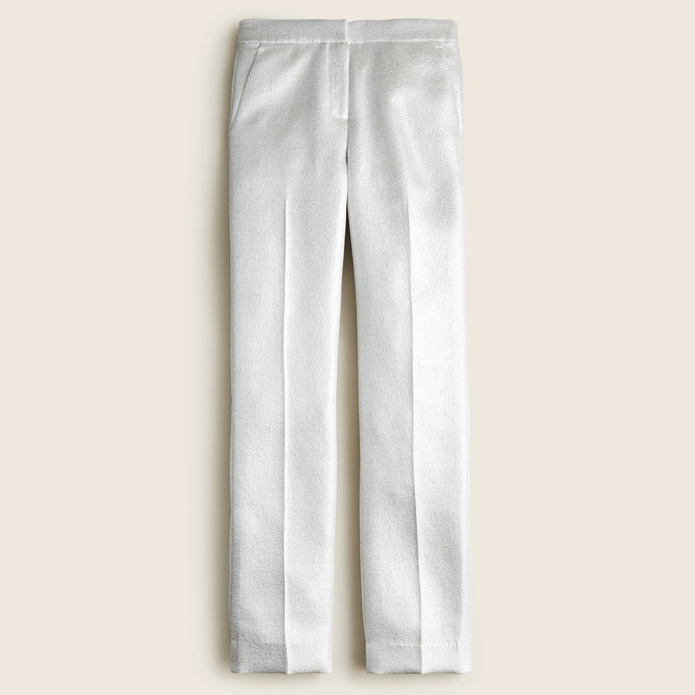 NWT JCrew Silver Lame Straight Leg